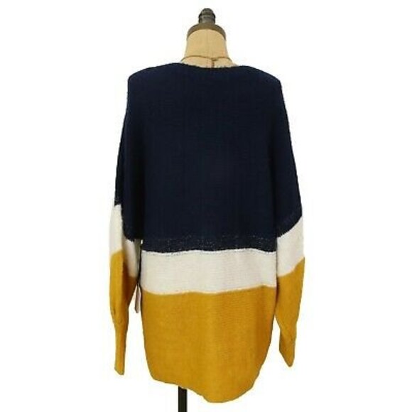 1.State Golden Hour Pullover Sweater Top L Colorblock Navy Crush NWT B81 - Picture 4 of 5